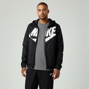 Nike lightweight Black and white Athletic Jacket size Medium windbreaker